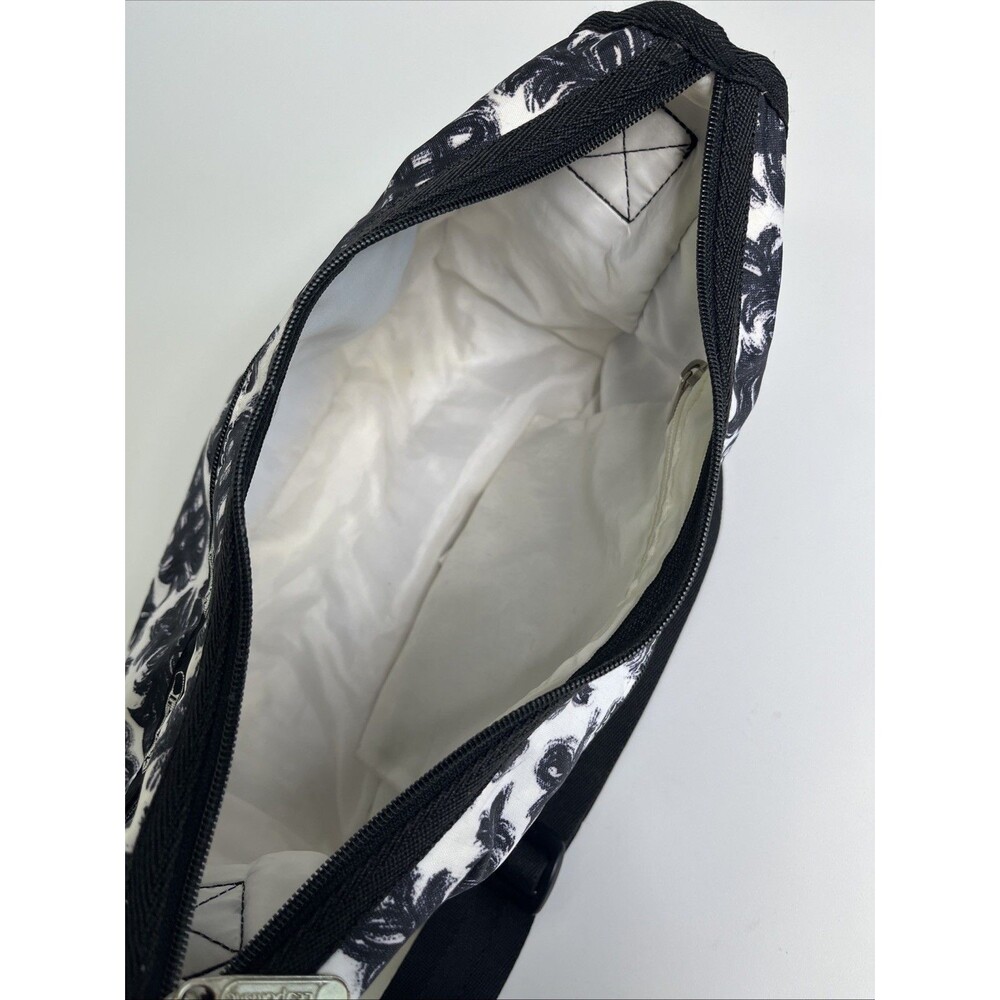 LeSportsac Black White Geometric Shoulder Bag Nylon Zip Handbag Purse - Picture 6 of 8